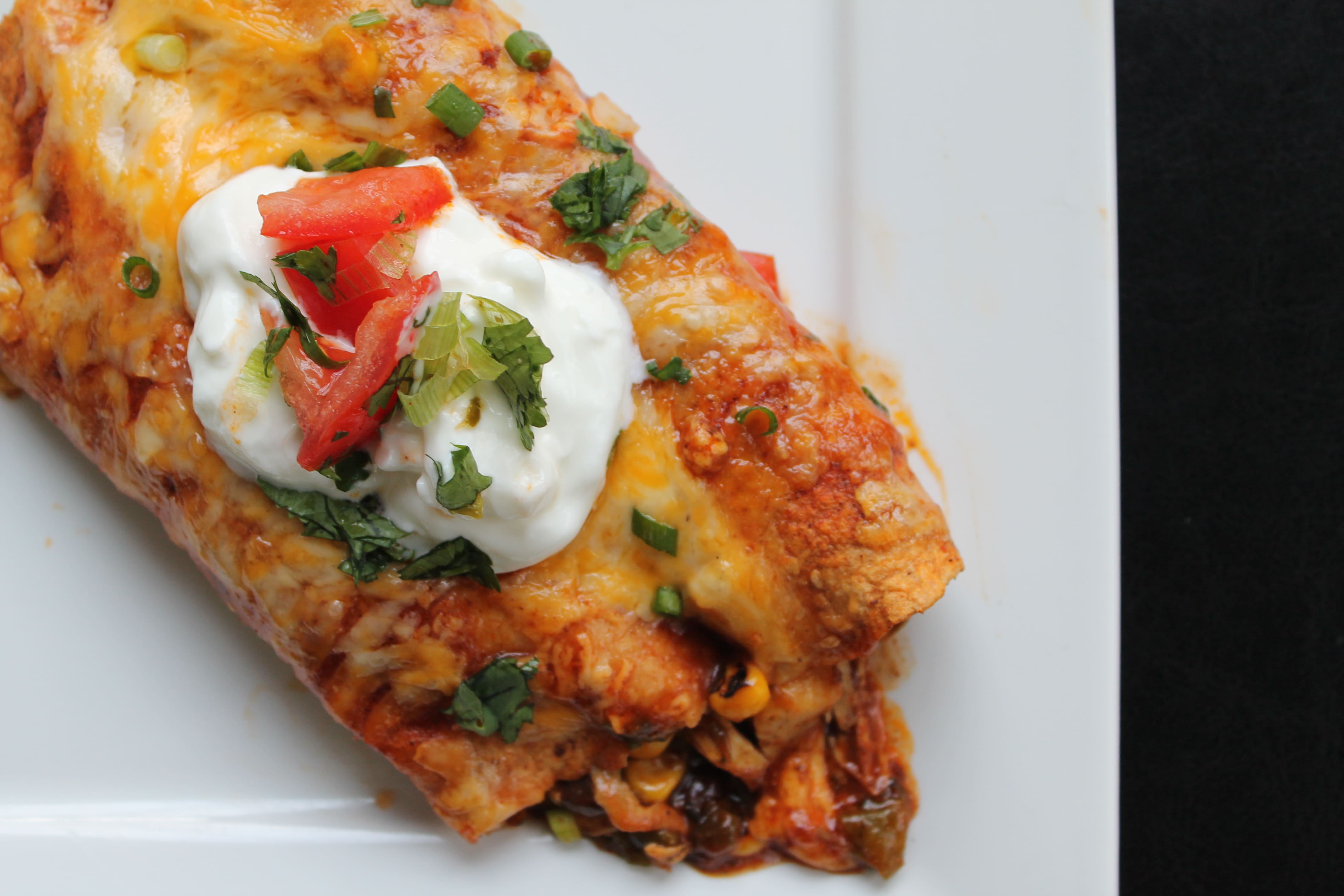 Charred Poblano + Corn + Chicken + Black Bean Enchiladas Spices in My DNA