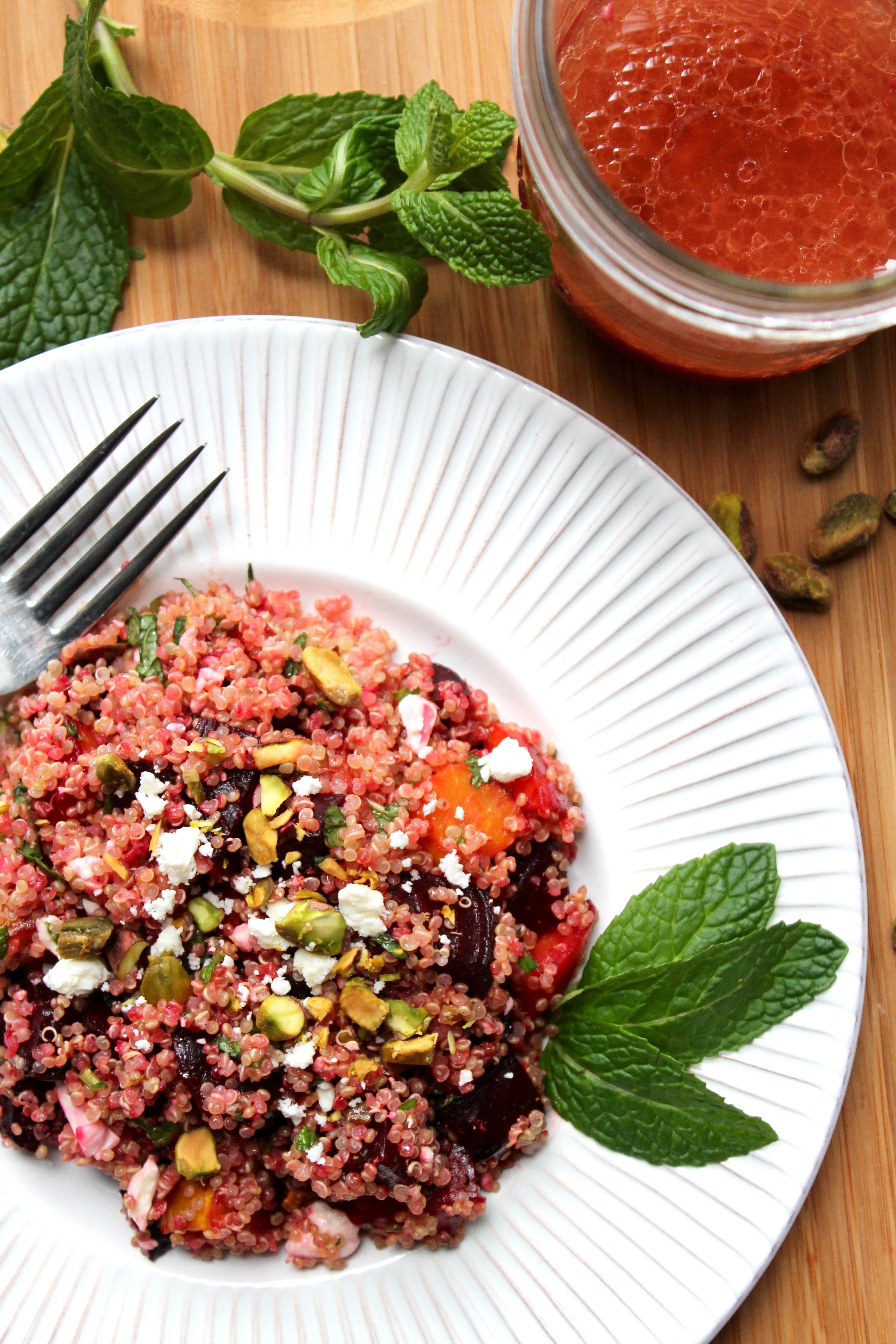 Roasted Beet Salad with Quinoa, Mint, and Blood Orange Vinaigrette