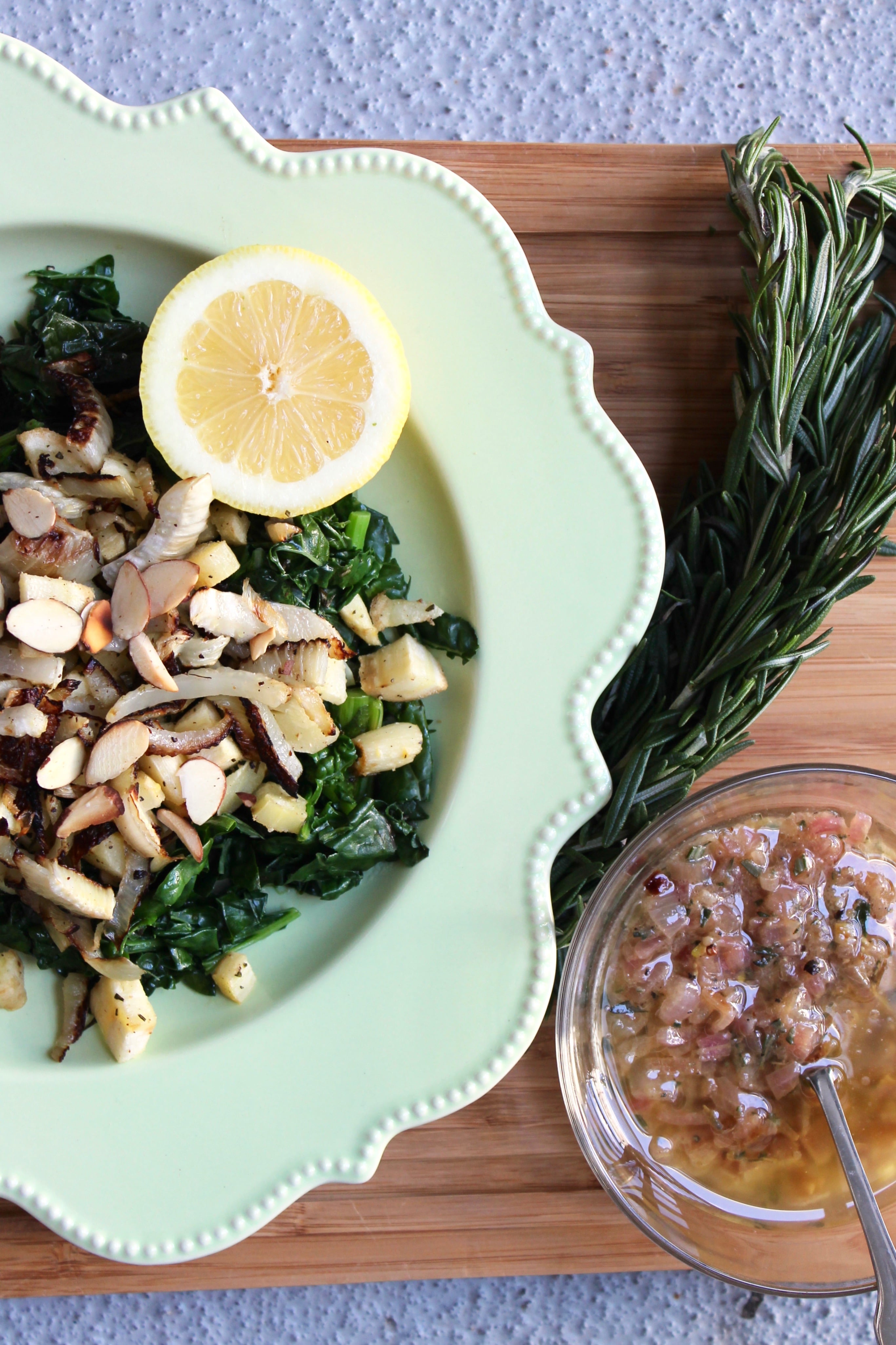 Warm Kale Salad with Broccoli Rabe, Caramelized Fennel, Roasted