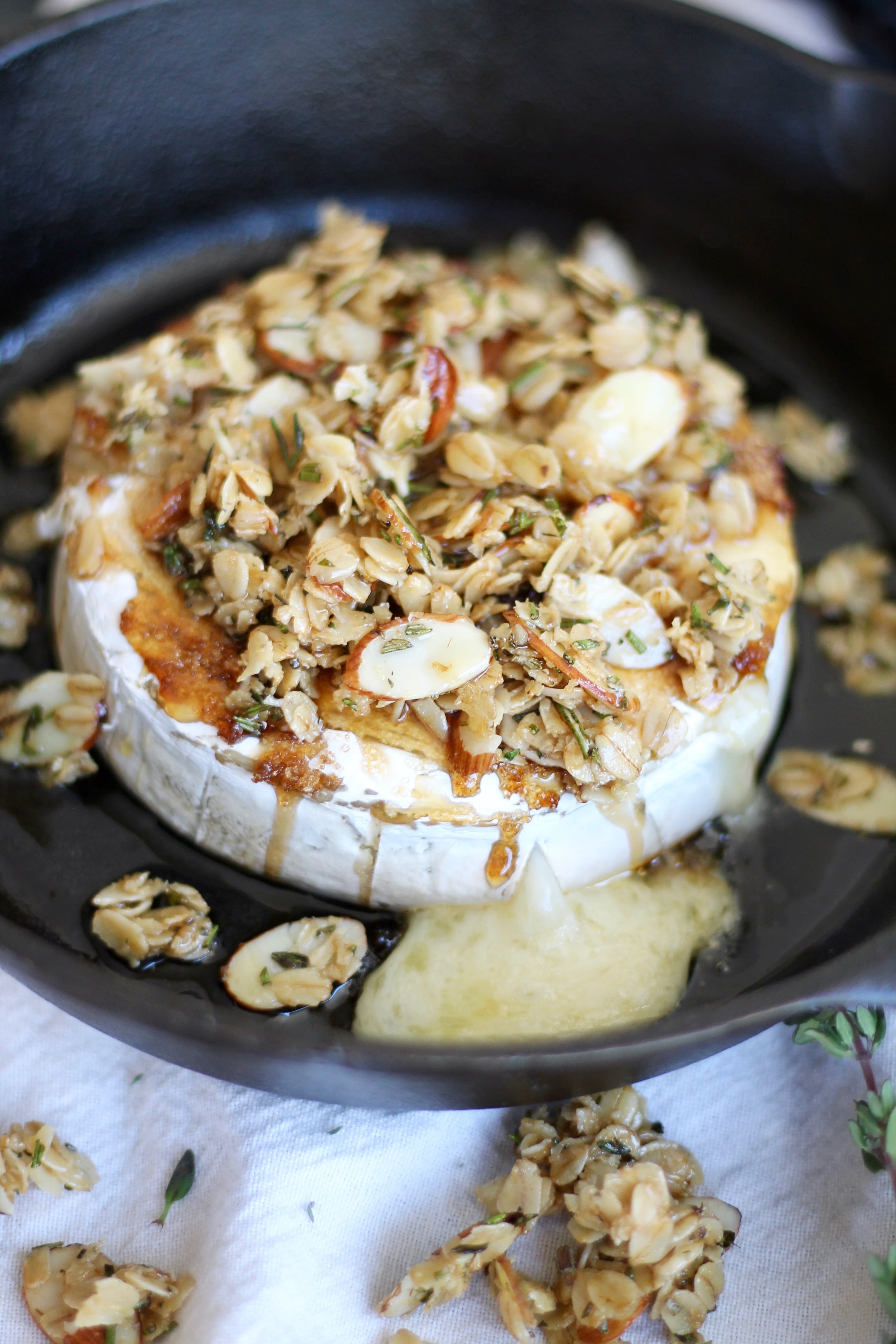 Baked Brie with Honey Rosemary Thyme Granola Spices in My DNA