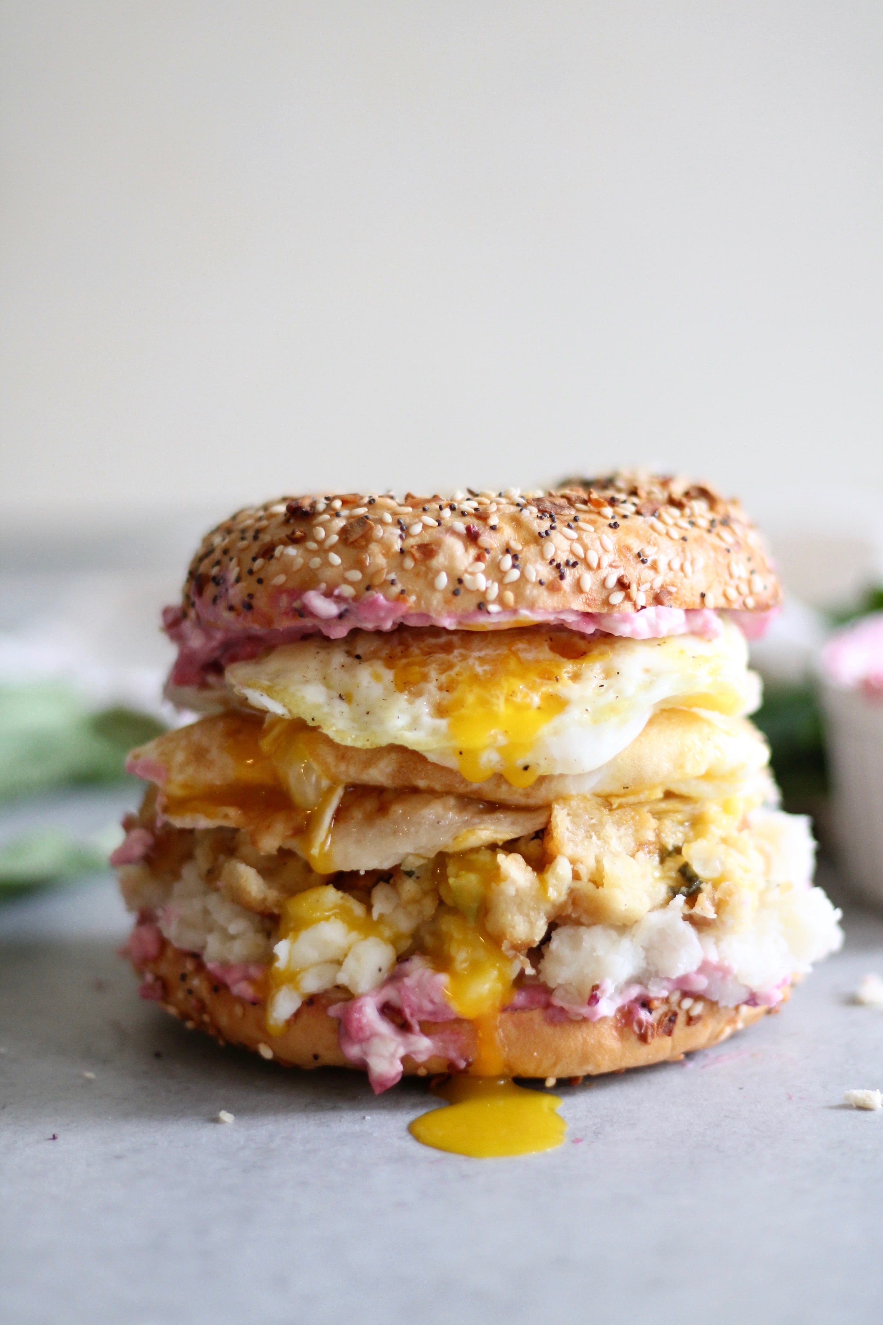 Thanksgiving Leftovers Everything Bagel Breakfast Sandwich ...