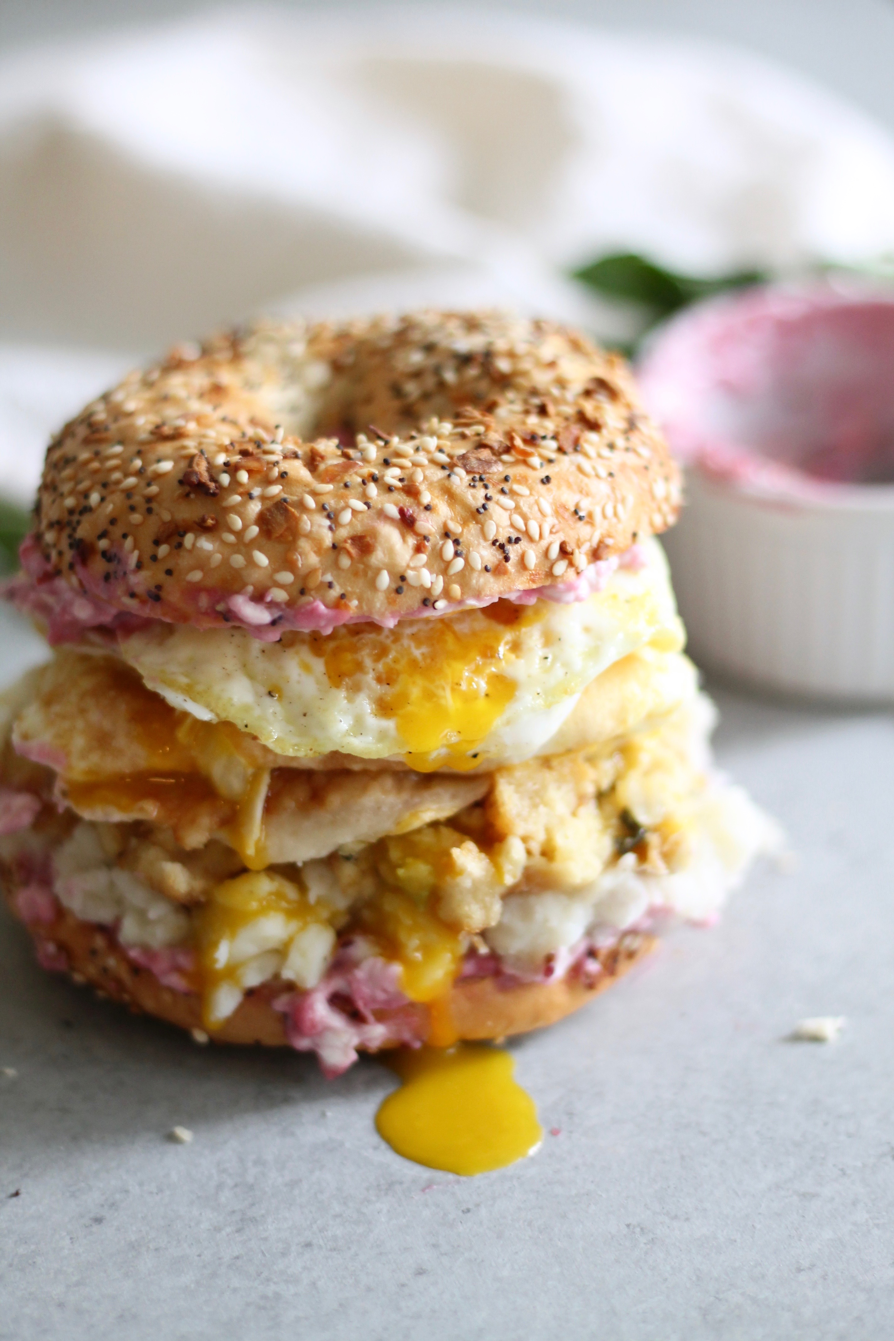Thanksgiving Leftovers Everything Bagel Breakfast Sandwich Spices in