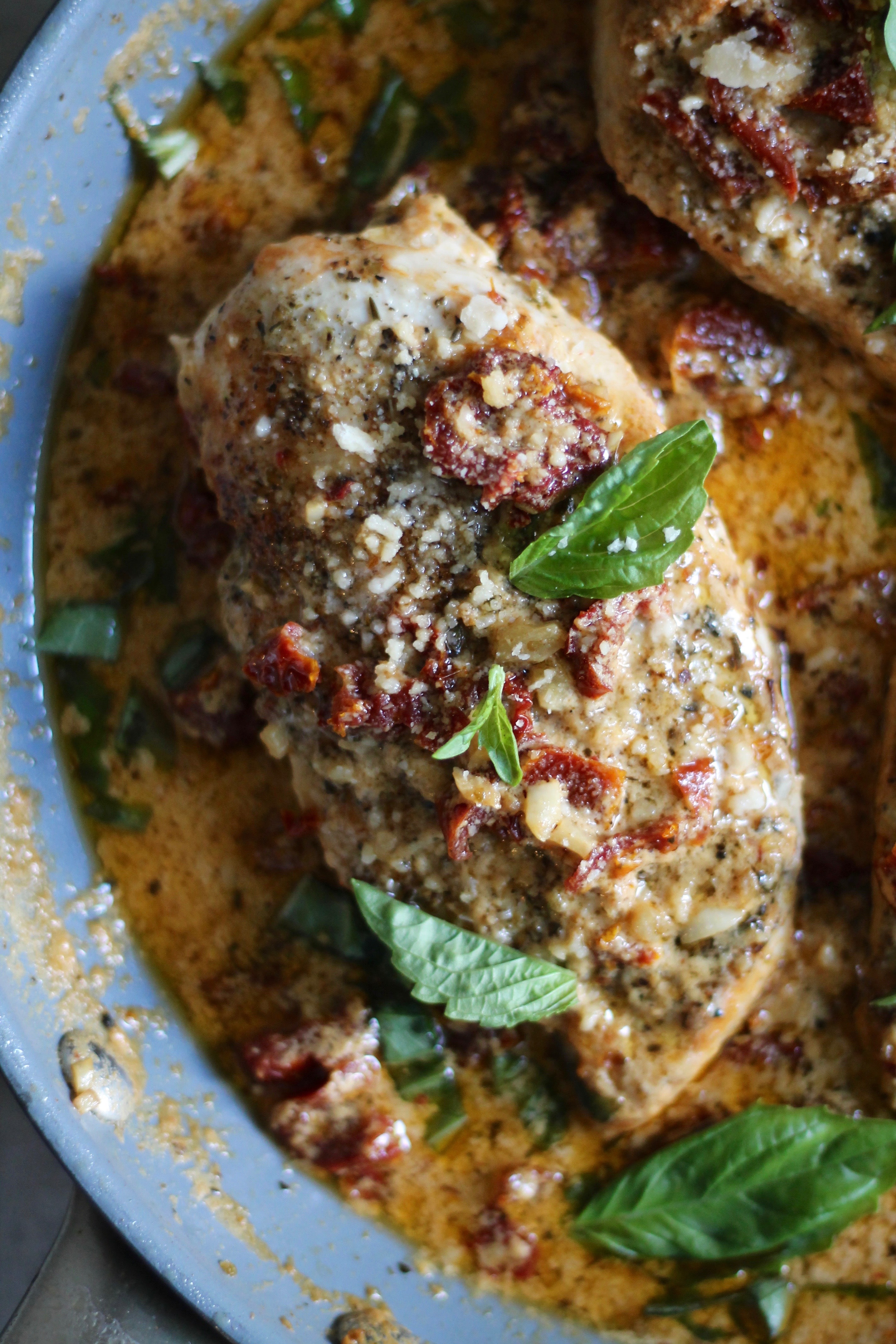 Lightened Up Creamy SunDried Tomato Basil Chicken