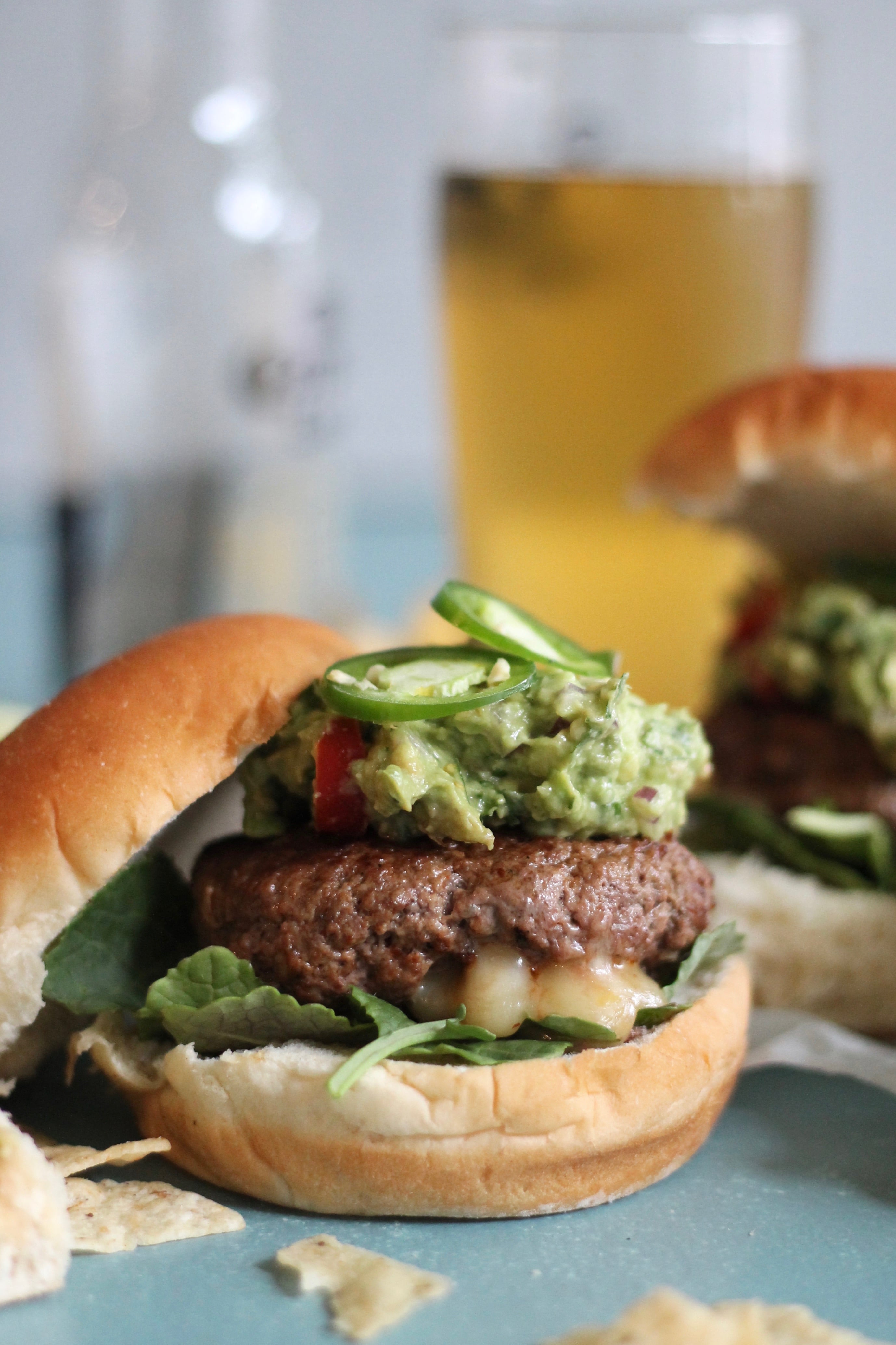 Pepper Jack Stuffed Jalapeño Guacamole Burgers