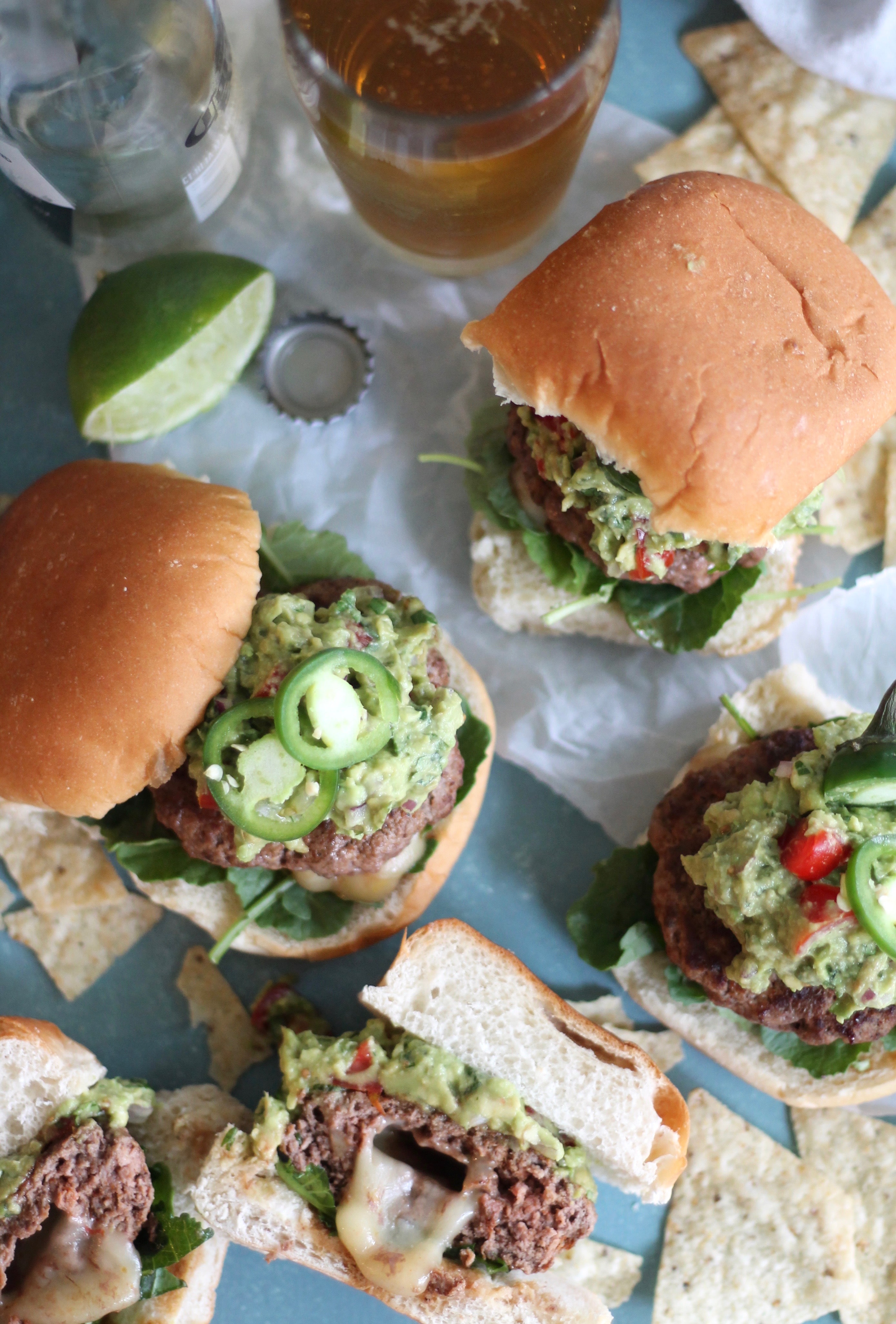 Pepper Jack Stuffed Jalapeño Guacamole Burgers