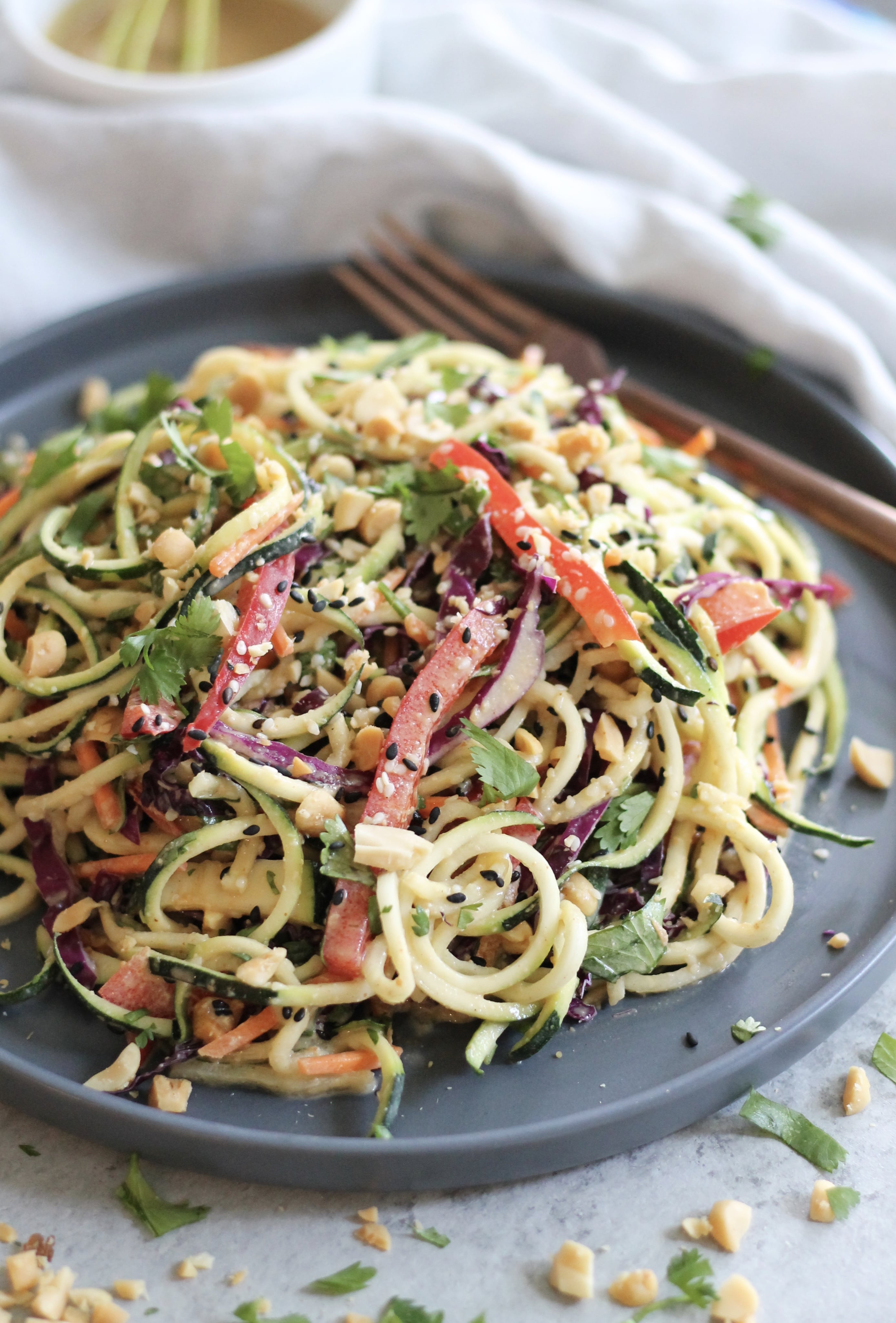 Zucchini Noodle Salad with Sesame Peanut Sauce