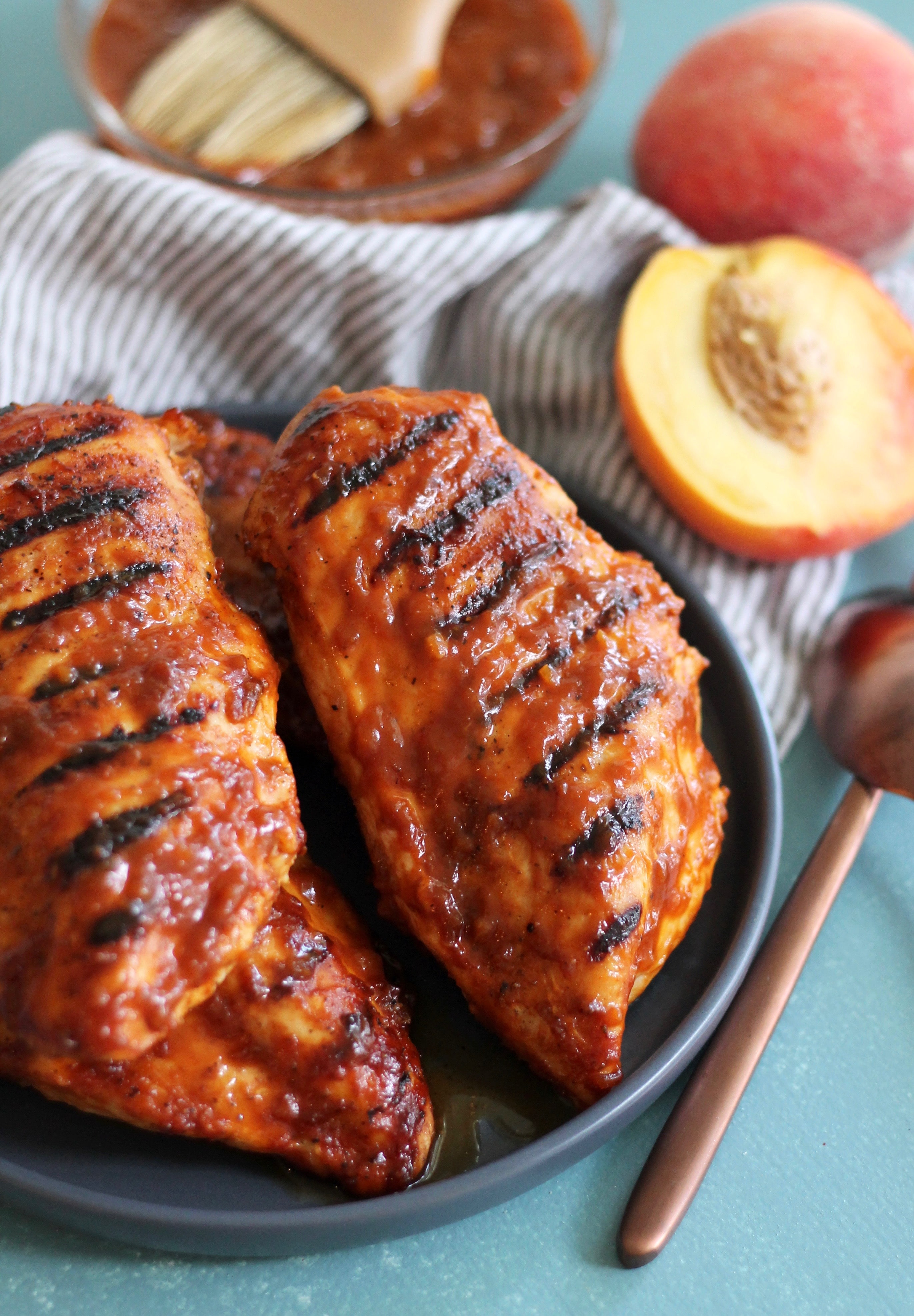 Peach Bourbon BBQ Grilled Chicken