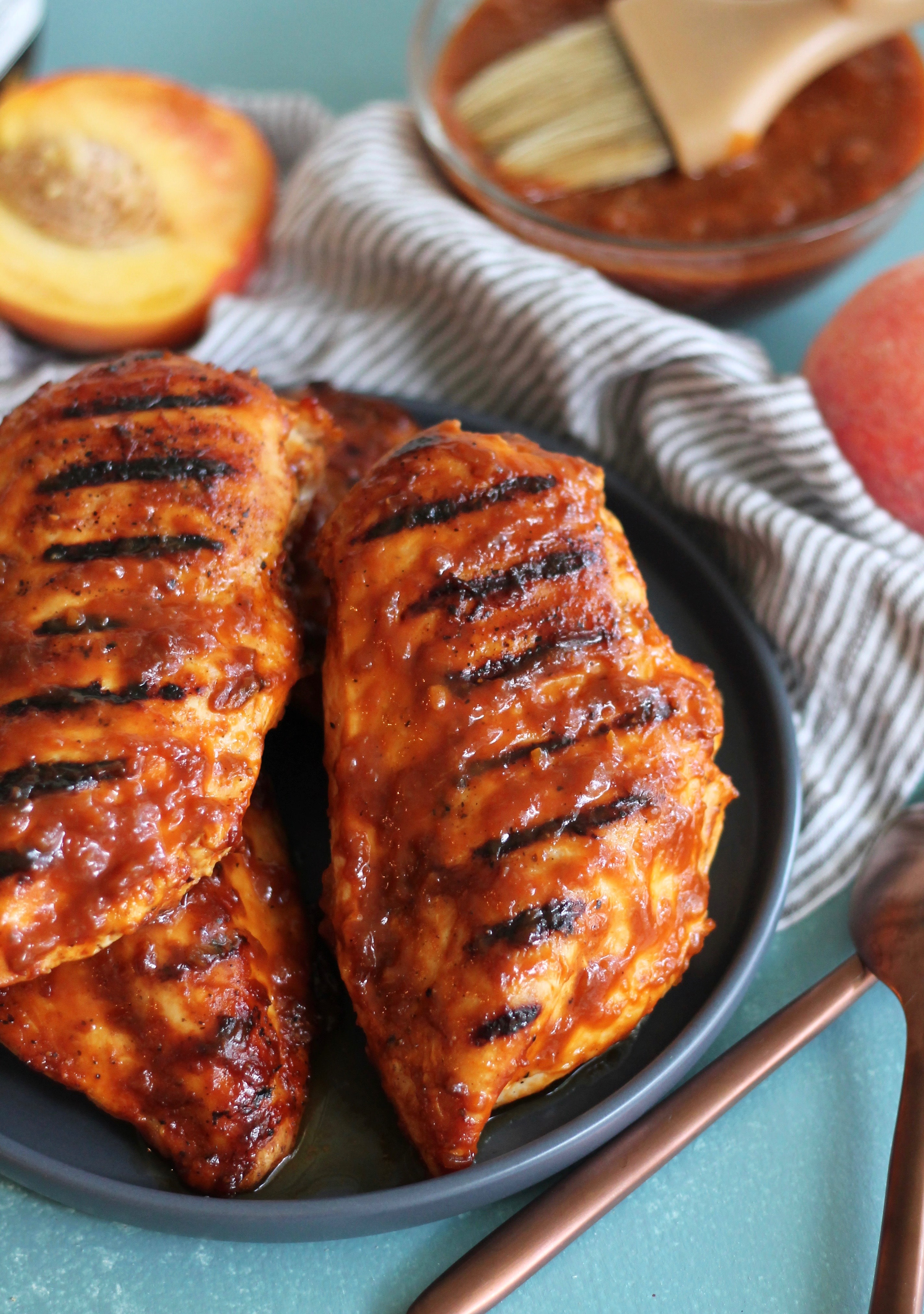 Peach Bourbon BBQ Grilled Chicken