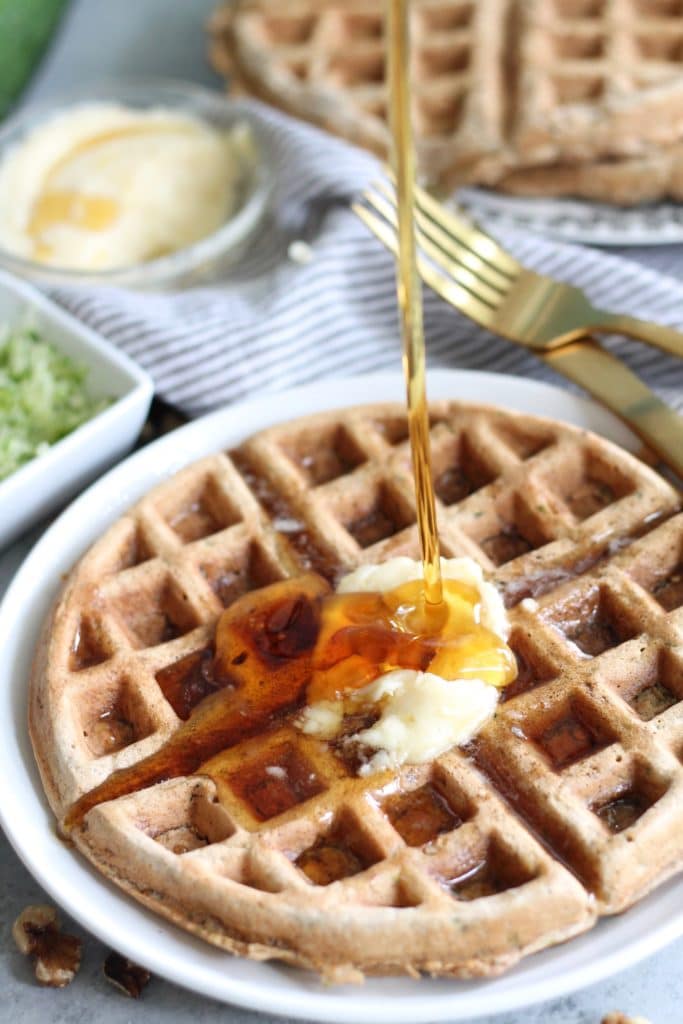Zucchini Bread Waffles with Salted Maple Butter