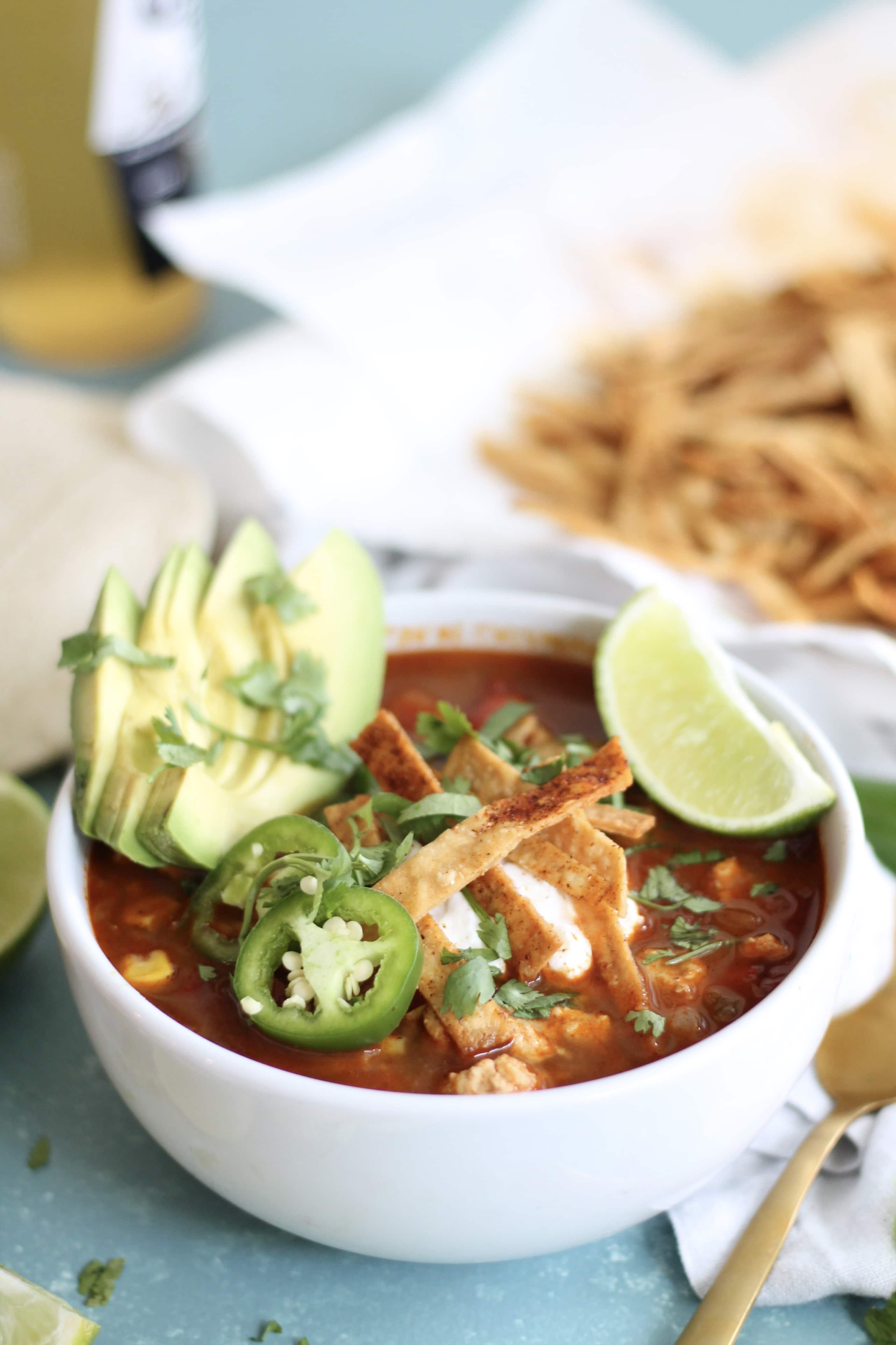 Turkey Tortilla Soup with Corn and Fire Roasted Tomatoes