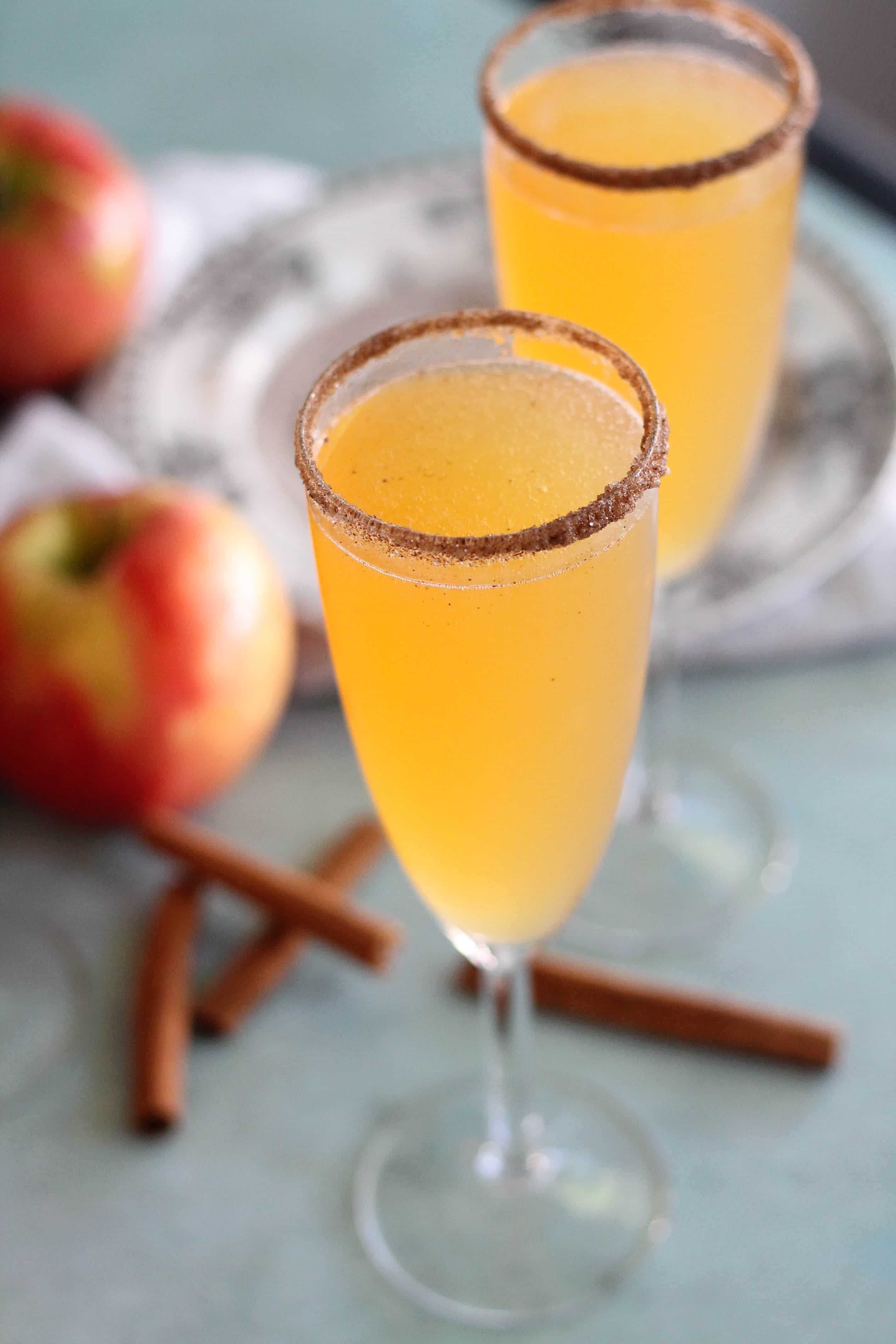 Apple Cider Mimosas with Chai Spice Sugar Rim (+ a video!)
