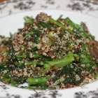 Red and White Quinoa Salad with Broccoli Rabe, Mushrooms, and a Basil Lemon Vinaigrette