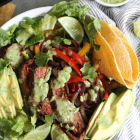 Steak Fajita Salads with Avocado Cilantro Dressing