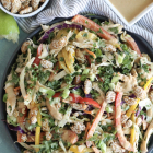 Asian Sesame Slaw Salad with Chicken and Cashew Ginger Dressing