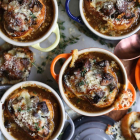 French Onion Soup with Cheesy Mushroom Toasts