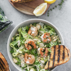 Lemon Herb Shrimp Caesar Salad with Grilled Garlic Bread