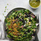Blackberry Feta Crispy Quinoa Salad with Basil Vinaigrette