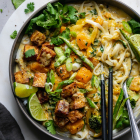 Butternut Squash Green Curry Rice Noodle Bowls