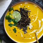 Curried Cauliflower Soup with Crispy Lentils