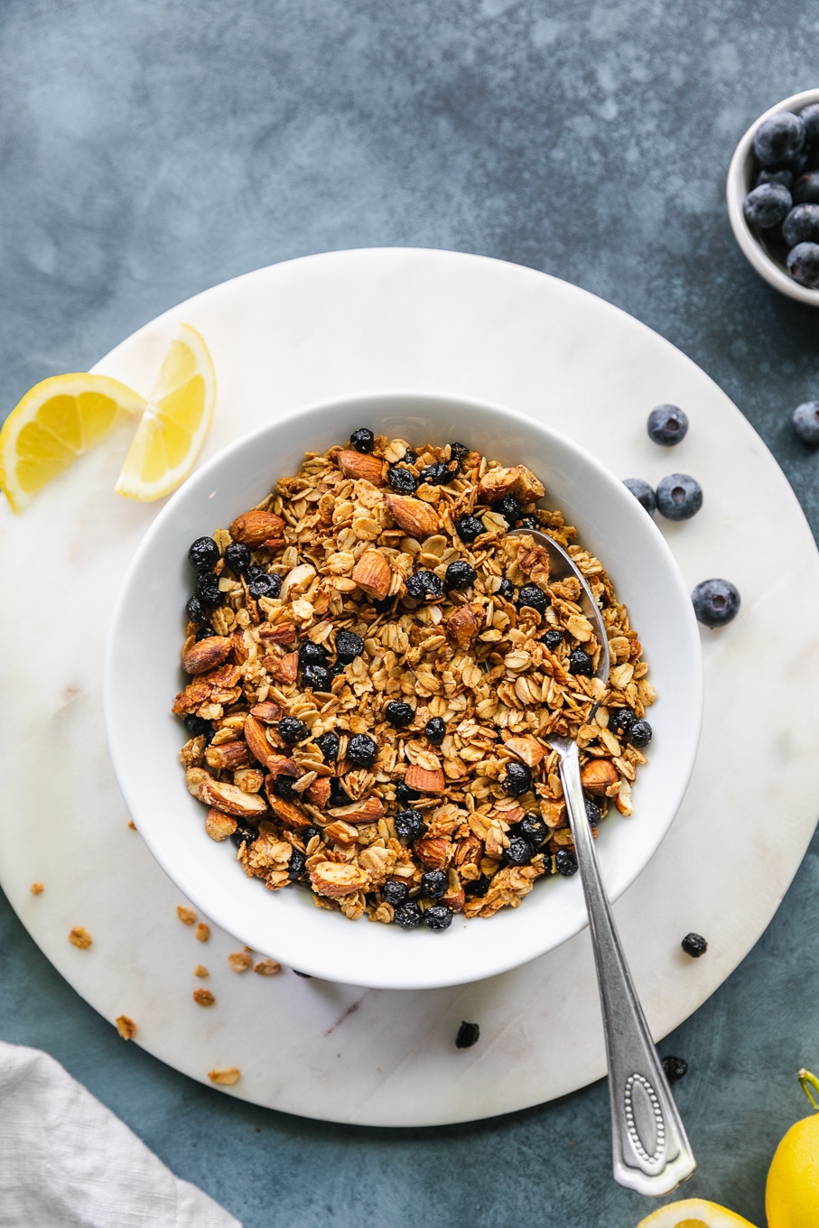 Lemon Blueberry Granola (made with coconut oil, maple, and honey!)