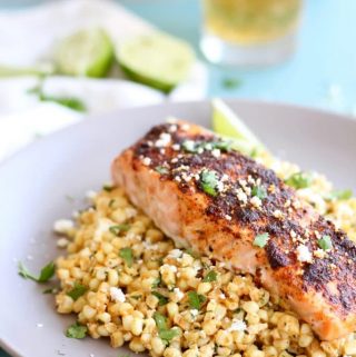 Chili Lime Salmon with Mexican Street Corn Sauté