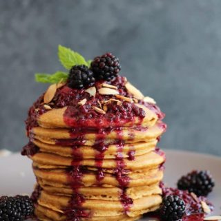 Whole Wheat Lemon Ricotta Pancakes with Blackberry Compote