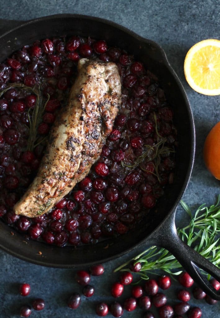 30 Minute Cranberry Orange Rosemary Pork Tenderloin