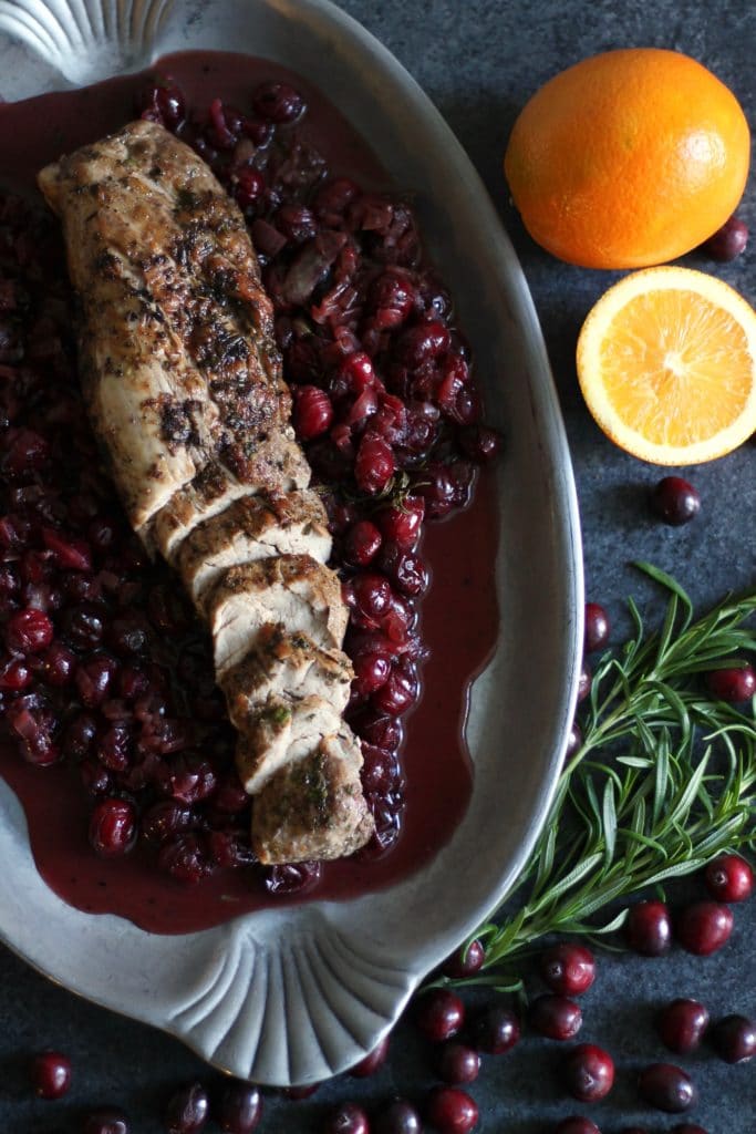 30 Minute Cranberry Orange Rosemary Pork Tenderloin