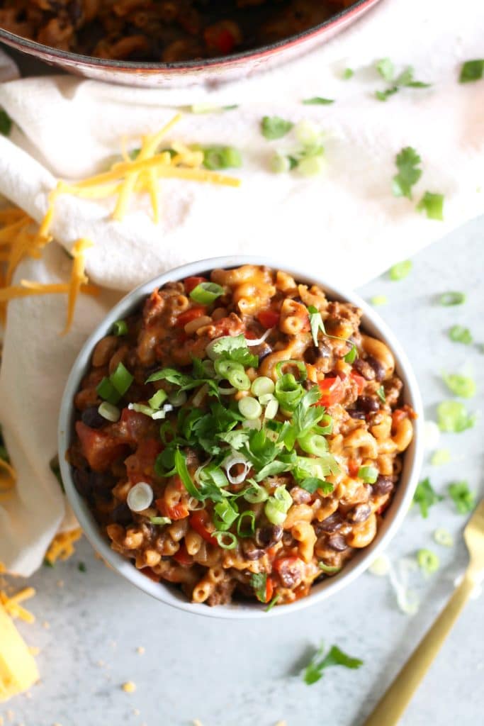 One Pot Chili Mac and Cheese