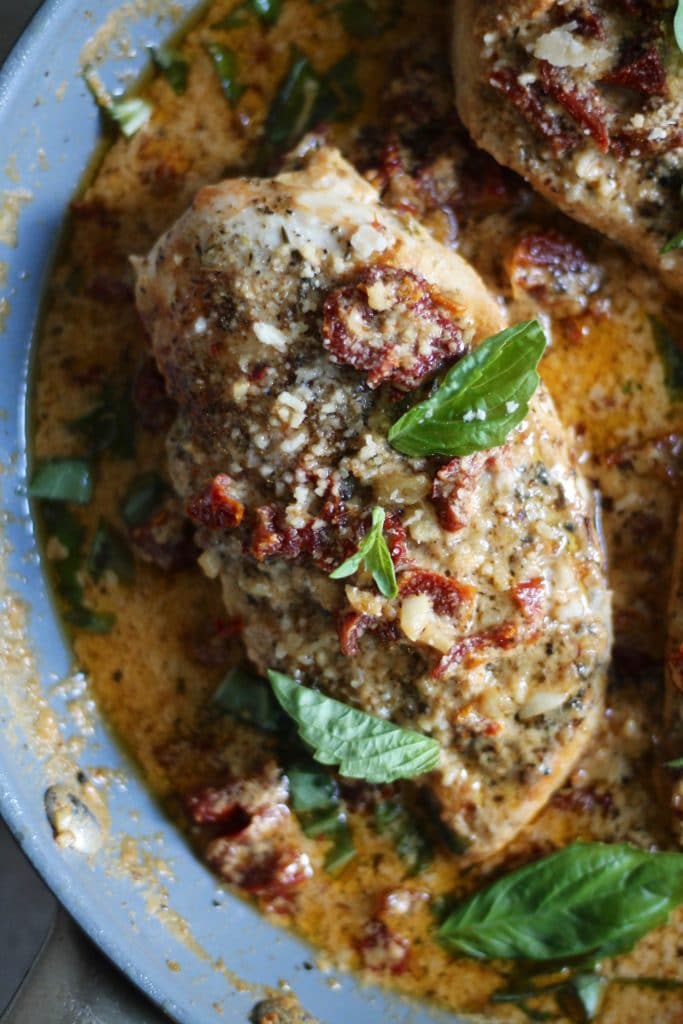 Lightened Up Creamy Sundried Tomato Basil Chicken