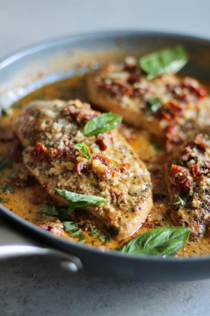 Lightened Up Creamy Sundried Tomato Basil Chicken