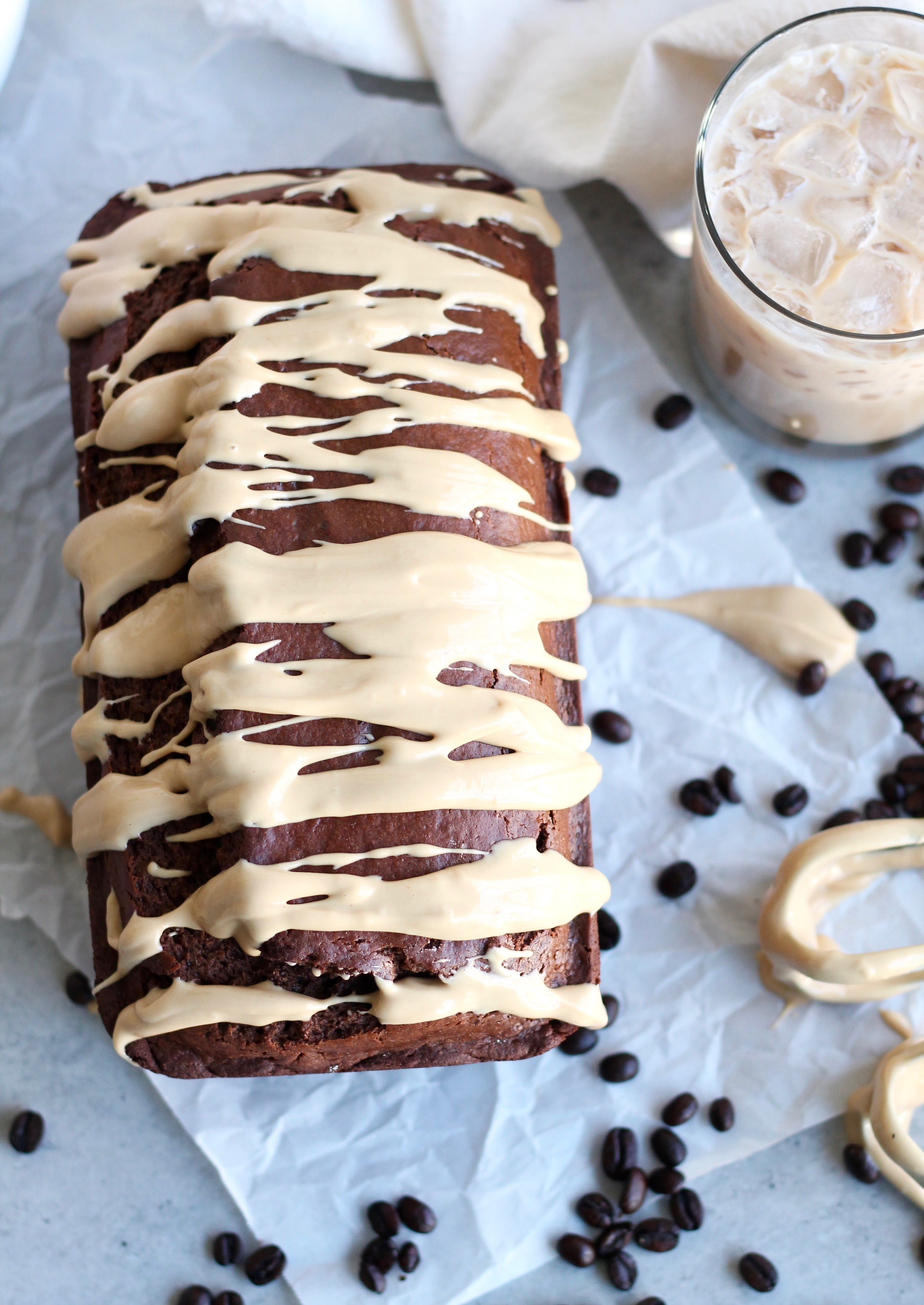 Irish Cream Chocolate Bread with Espresso Cream Cheese Glaze