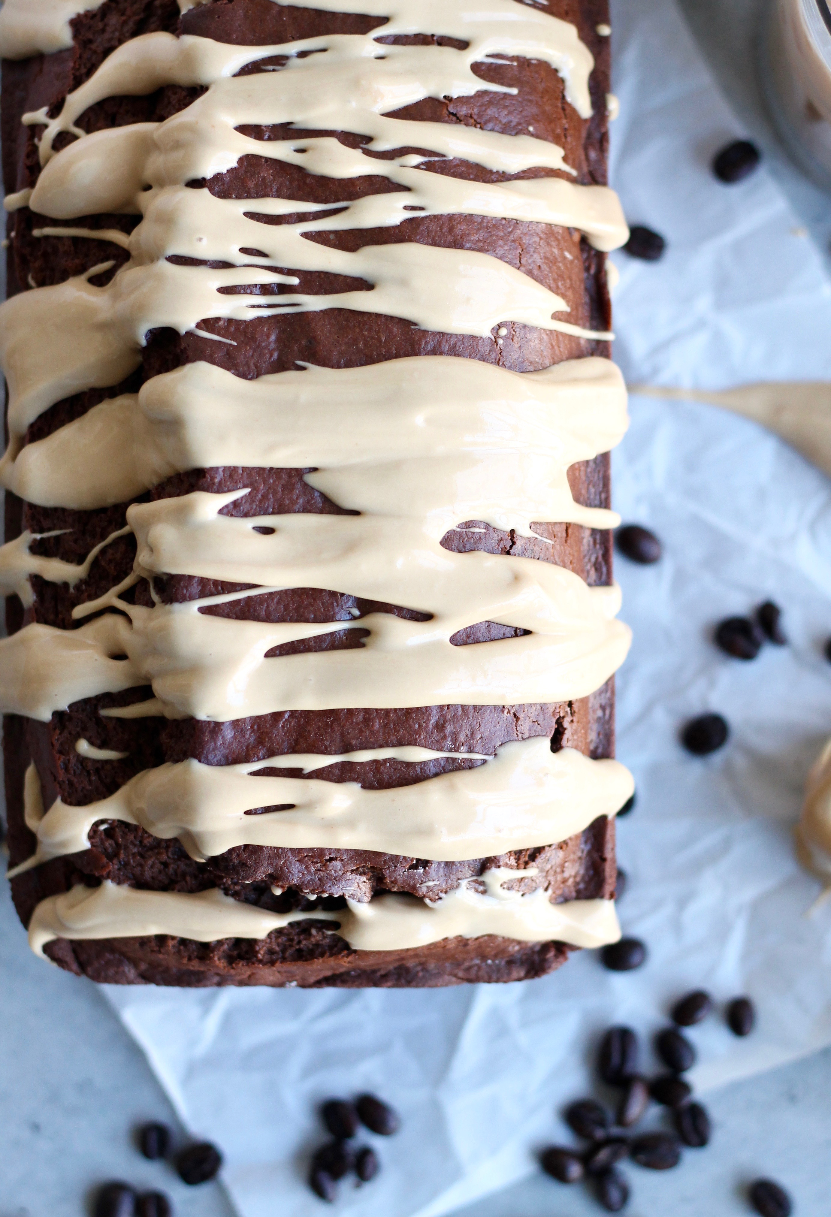 Irish Cream Chocolate Bread with Espresso Cream Cheese Glaze