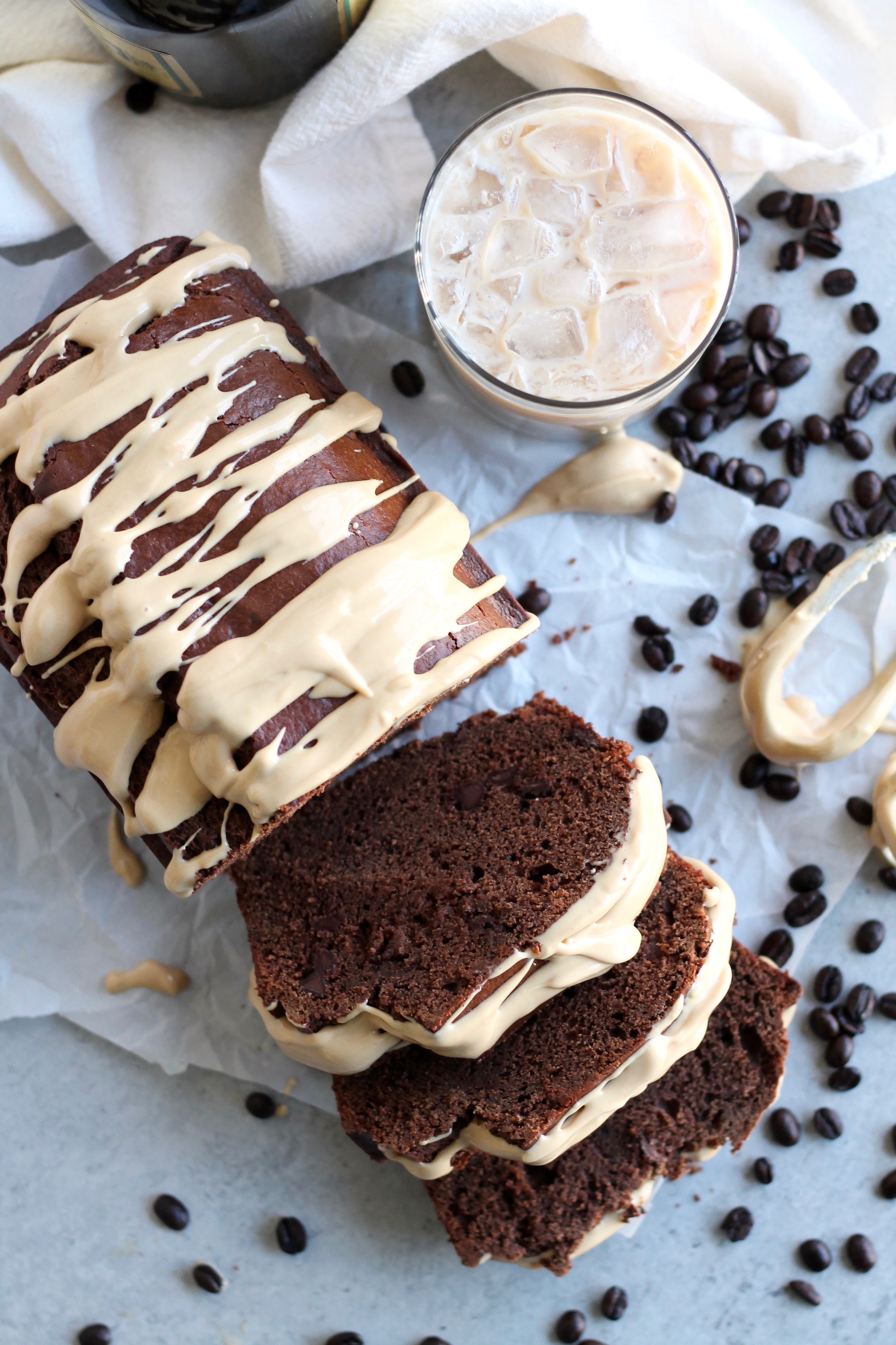 Irish Cream Chocolate Bread with Espresso Cream Cheese Glaze