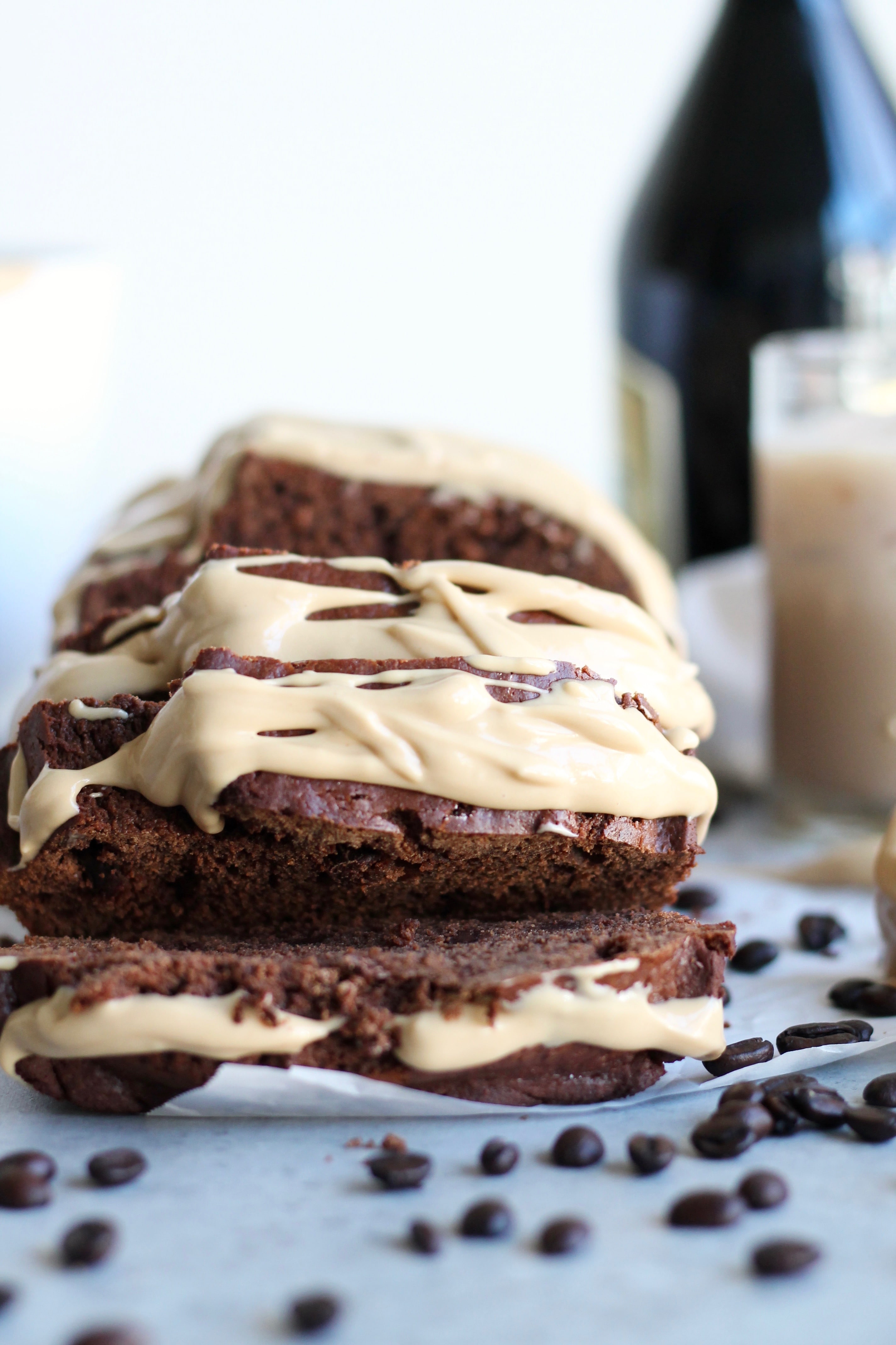 Irish Cream Chocolate Bread with Espresso Cream Cheese Glaze