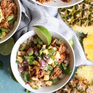 Hawaiian Pulled Pork Rice Bowls with Pineapple Salsa