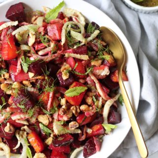 Roasted Beet and Fennel Salad with Mint and Toasted Walnuts