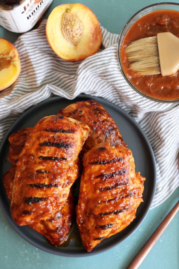 Peach Bourbon BBQ Grilled Chicken
