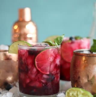 Blueberry Basil Moscow Mules