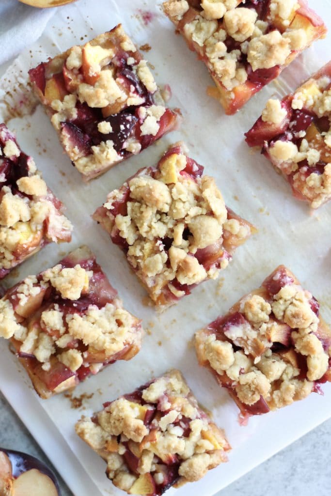Vanilla Bean Peach Plum Pie Crumble Bars