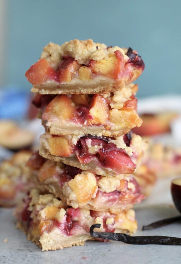 Vanilla Bean Peach Plum Pie Crumble Bars