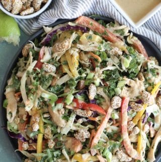 Asian Sesame Slaw Salad with Chicken and Cashew Ginger Dressing