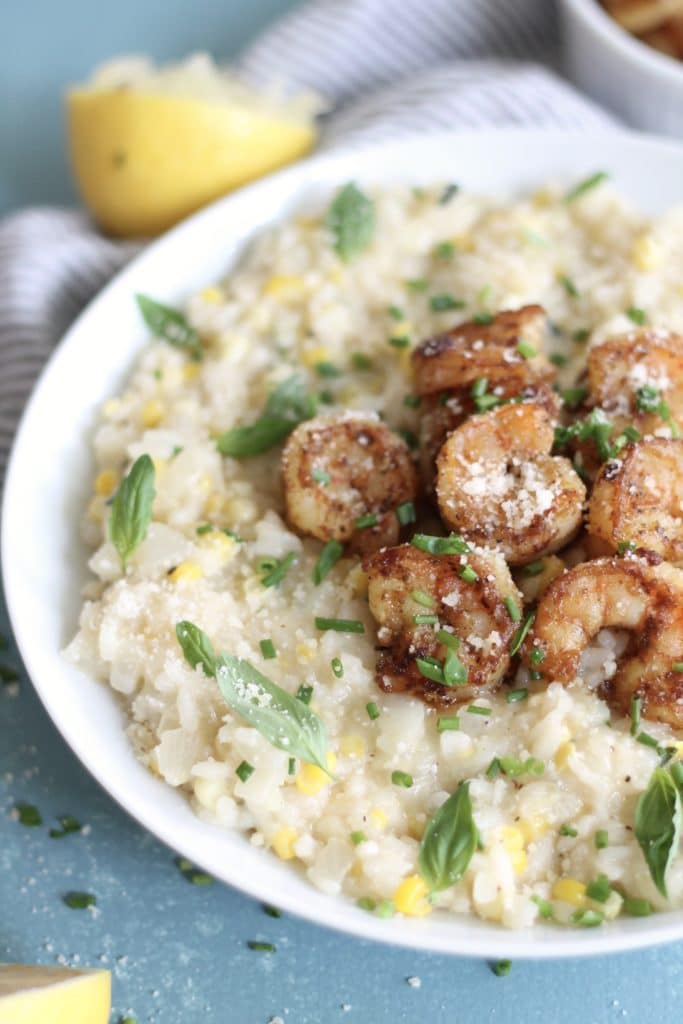 Sweet Corn Risotto with Old Bay Shrimp