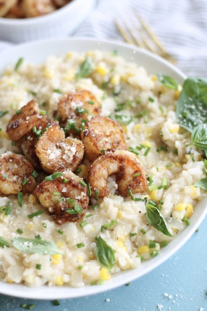 Sweet Corn Risotto with Old Bay Shrimp