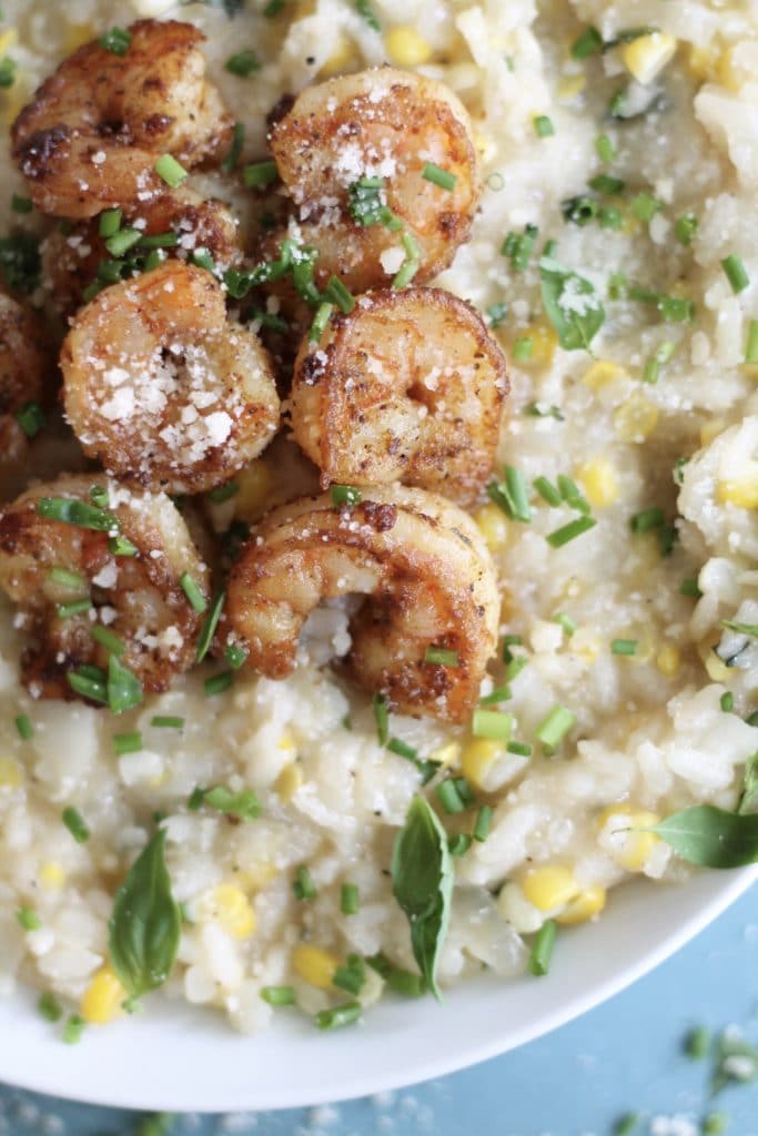 Sweet Corn Risotto with Old Bay Shrimp