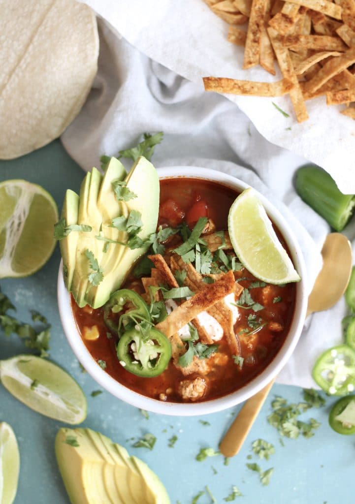 Turkey Tortilla Soup with Corn and Fire Roasted Tomatoes