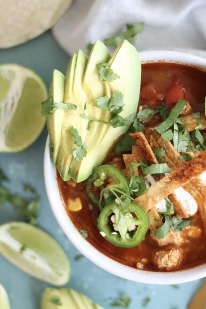Turkey Tortilla Soup with Corn and Fire Roasted Tomatoes