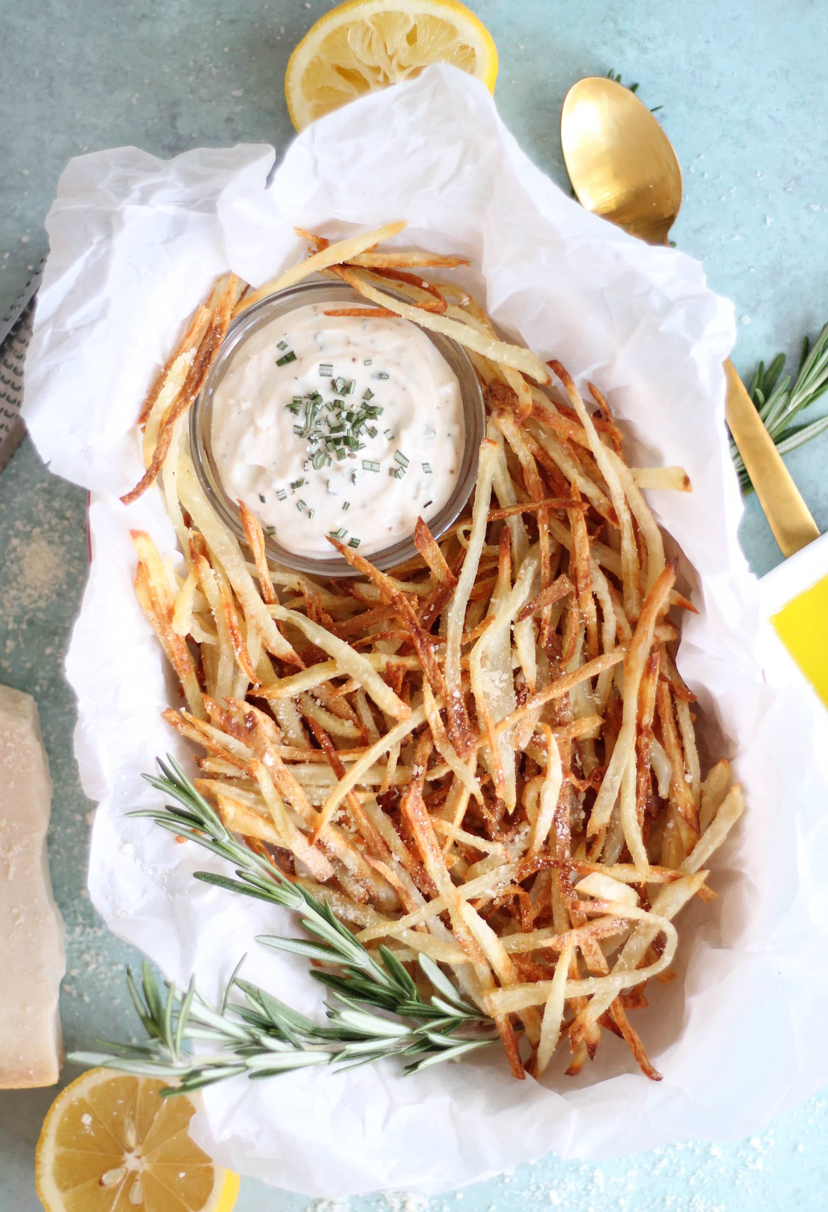 Parmesan Truffle Oven Fries with Rosemary Garlic Aioli
