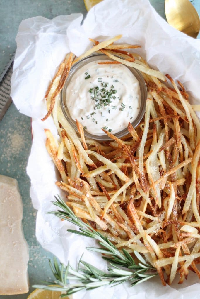 Parmesan Truffle Oven Fries with Rosemary Garlic Aioli