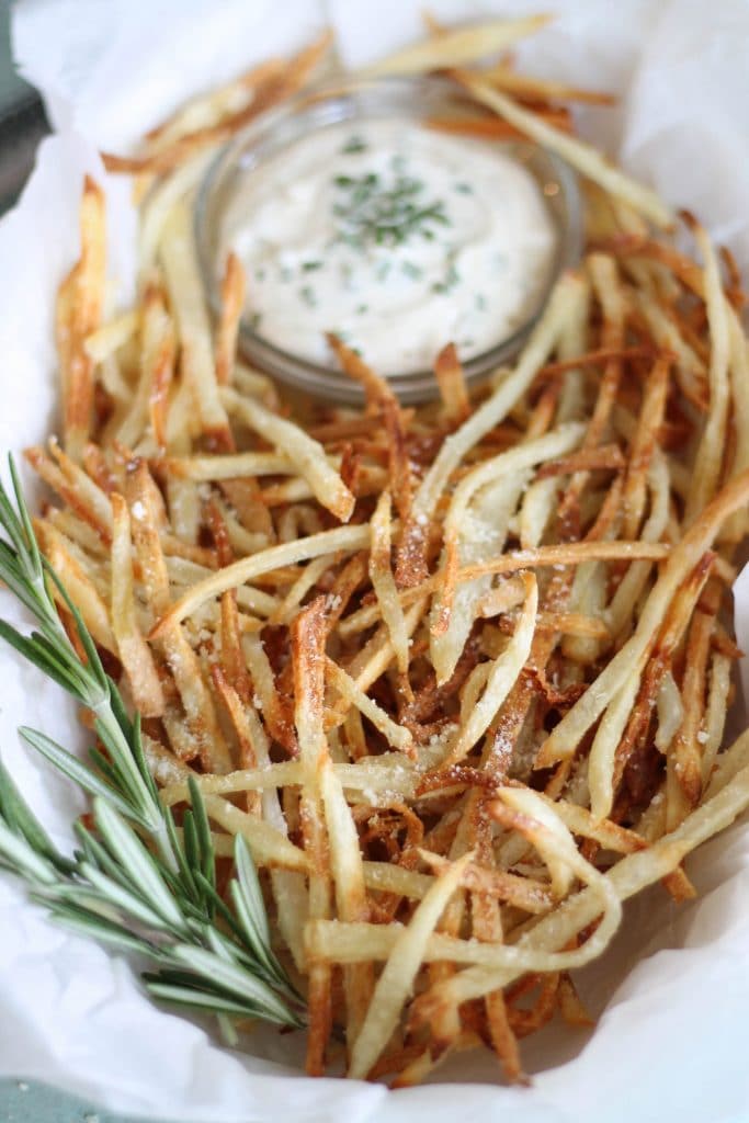 Parmesan Truffle Oven Fries with Rosemary Garlic Aioli